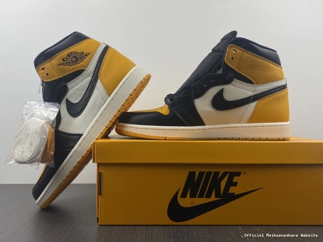 Official Maikesneakers High OG Yellow 1 Air Jordan Toe 555088-711 0810